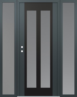 Diamond C14 60" x 80" anthracite/anthracite frosted Glass Panel black RHI with 2 Sidelites frosted Glass