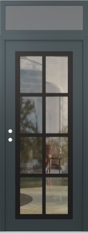Diamond C16 36" x 96" anthracite/anthracite clear Glass Panel black RHI with Transom frosted Glass