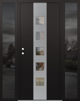 DIAMOND A13 64" X 80" BLACK/BLACK CLEAR GLASS PANEL STAINLESS STEEL RHI WITH 2 SIDELITES MIRRORED GLASS