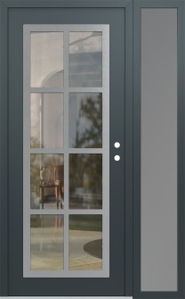 Diamond C16 50" x 80" anthracite/anthracite clear Glass Panel stainless steel LHI with Sidelite frosted Glass