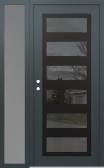 Diamond C9 48" x 80" anthracite/anthracite mirrored Glass Panel black RHI with Sidelite frosted Glass