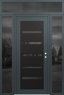 Diamond C7 60" x 96" anthracite/anthracite mirrored Glass Panel black LHI with 2 Sidelites and Transom mirrored Glass