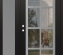 Modern Steel Front Door Diamond C16 48" x 80" black/black clear Glass Panel stainless steel RHI with Sidelite frosted Glass
