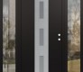 Modern Steel Front Door DIAMOND A7 68" X 80" BLACK/WHITE FROSTED GLASS PANEL STAINLESS STEEL LHI WITH 2 SIDELITES CLEAR GLASS