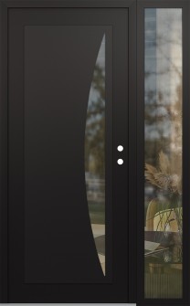 Diamond C13 48" x 80" black/black clear Glass Panel black LHI with Sidelite clear Glass