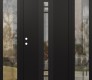 Modern Steel Front Door DIAMOND A4 68" X 80" BLACK/BLACK CLEAR GLASS PANEL BLACK RHI WITH 2 SIDELITES CLEAR GLASS