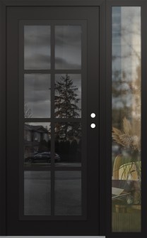 Diamond C16 48" x 80" black/black mirrored Glass Panel black LHI with Sidelite clear Glass