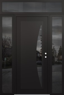 Diamond C13 64" x 96" black/black mirrored Glass Panel black LHI with 2 Sidelites and Transom mirrored Glass