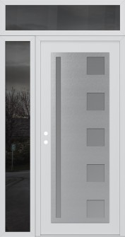 Diamond C3 48" x 96" white/white frosted Glass Panel stainless steel RHI with Sidelite and Transom mirrored Glass