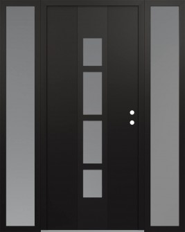 DIAMOND A10 68" X 80" BLACK/WHITE FROSTED GLASS PANEL BLACK LHI WITH 2 SIDELITES FROSTED GLASS