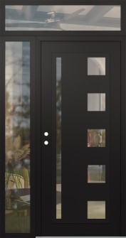 Diamond C3 48" x 96" black/black clear Glass Panel black RHI with Sidelite and Transom clear Glass