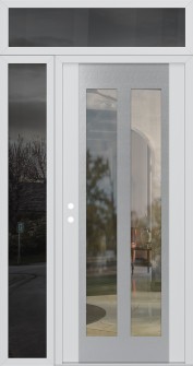 Diamond C14 52" x 96" white/white clear Glass Panel stainless steel RHI with Sidelite and Transom mirrored Glass