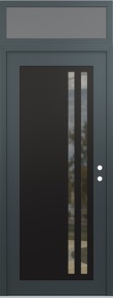 Diamond C6 36" x 96" anthracite/anthracite clear Glass Panel black LHI with Transom frosted Glass