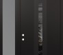 Modern Steel Front Door DIAMOND A4 48" X 96" BLACK/BLACK MIRRORED GLASS PANEL BLACK RHI WITH SIDELITE AND TRANSOM FROSTED GLASS