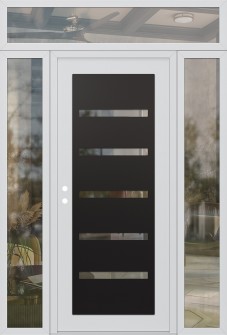 Diamond C7 60" x 96" white/white clear Glass Panel black RHI with 2 Sidelites and Transom clear Glass