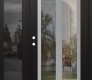 Modern Steel Front Door Diamond C14 52" x 80" black/black clear Glass Panel stainless steel RHI with Sidelite mirrored Glass