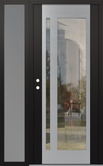 Diamond C15 48" x 80" black/black clear Glass Panel stainless steel RHI with Sidelite frosted Glass