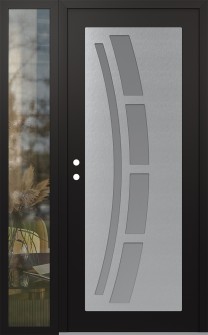 Diamond C12 52" x 80" black/white frosted Glass Panel stainless steel RHI with Sidelite clear Glass