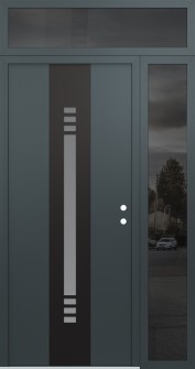 DIAMOND A5 50" X 96" ANTHRACITE/ANTHRACITE FROSTED GLASS PANEL BLACK LHI WITH SIDELITE AND TRANSOM MIRRORED GLASS