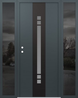 DIAMOND A4 64" X 80" ANTHRACITE/ANTHRACITE FROSTED GLASS PANEL BLACK RHI WITH 2 SIDELITES MIRRORED GLASS