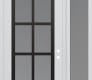 Modern Steel Front Door Diamond C16 50" x 96" white/white frosted Glass Panel black LHI with Sidelite and Transom frosted Glass