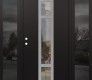 Modern Steel Front Door DIAMOND A9 64" X 80" BLACK/BLACK CLEAR GLASS PANEL STAINLESS STEEL RHI WITH 2 SIDELITES MIRRORED GLASS