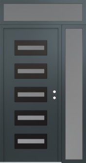 Diamond D4 52" x 96" anthracite/anthracite frosted Glass Panel black LHI with Sidelite and Transom frosted Glass