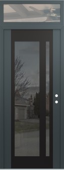 Diamond C15 36" x 96" anthracite/anthracite mirrored Glass Panel black LHI with Transom clear Glass