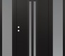 Modern Steel Front Door DIAMOND A8 68" X 80" BLACK/WHITE FROSTED GLASS PANEL BLACK RHI WITH 2 SIDELITES FROSTED GLASS