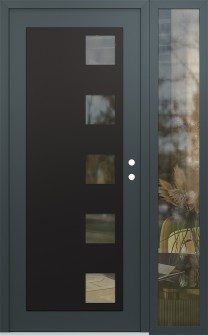 Diamond C5 50" x 80" anthracite/anthracite clear Glass Panel black LHI with Sidelite clear Glass