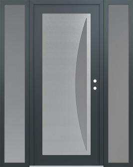 Diamond C13 68" x 80" anthracite/anthracite frosted Glass Panel stainless steel LHI with 2 Sidelites frosted Glass