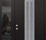 Modern Steel Front Door DIAMOND A8 48" X 96" BLACK/WHITE FROSTED GLASS PANEL STAINLESS STEEL RHI WITH SIDELITE AND TRANSOM MIRRORED GLASS