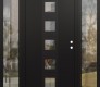 Modern Steel Front Door DIAMOND A13 60" X 80" BLACK/BLACK CLEAR GLASS PANEL BLACK LHI WITH 2 SIDELITES CLEAR GLASS
