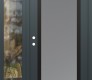 Modern Steel Front Door Diamond C1 52" x 80" anthracite/anthracite frosted Glass Panel black RHI with Sidelite clear Glass