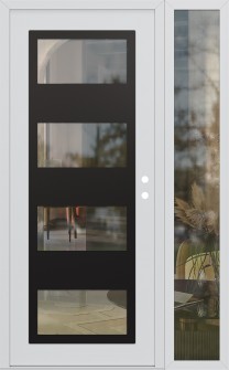 Diamond C2 52" x 80" white/white clear Glass Panel black LHI with Sidelite clear Glass