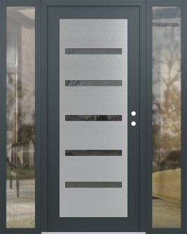 Diamond C7 64" x 80" anthracite/anthracite mirrored Glass Panel stainless steel LHI with 2 Sidelites clear Glass