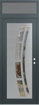 Diamond C12 36" x 96" anthracite/anthracite clear Glass Panel stainless steel LHI with Transom frosted Glass
