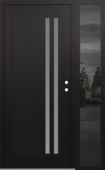 Diamond C6 52" x 80" black/white frosted Glass Panel black LHI with Sidelite mirrored Glass