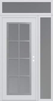 Diamond C16 50" x 96" white/white frosted Glass Panel stainless steel LHI with Sidelite and Transom frosted Glass