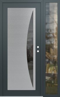 Diamond C13 52" x 80" anthracite/anthracite mirrored Glass Panel stainless steel LHI with Sidelite clear Glass