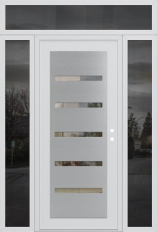 Diamond C7 64" x 96" white/white clear Glass Panel stainless steel LHI with 2 Sidelites and Transom mirrored Glass
