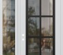 Modern Steel Front Door Diamond C16 48" x 96" white/white clear Glass Panel black RHI with Sidelite and Transom clear Glass