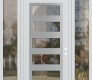 Modern Steel Front Door Diamond C9 64" x 96" white/white clear Glass Panel stainless steel LHI with 2 Sidelites and Transom clear Glass