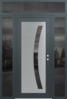 Diamond C4 60" x 96" anthracite/anthracite mirrored Glass Panel stainless steel LHI with 2 Sidelites and Transom mirrored Glass