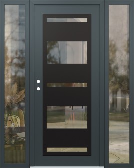 Diamond C10 68" x 80" anthracite/anthracite clear Glass Panel black RHI with 2 Sidelites clear Glass