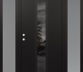Modern Steel Front Door DIAMOND A1 64" X 80" BLACK/BLACK MIRRORED GLASS PANEL BLACK RHI WITH 2 SIDELITES FROSTED GLASS