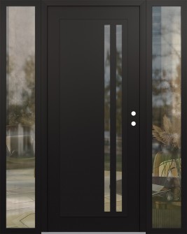 Diamond C6 60" x 80" black/black clear Glass Panel black LHI with 2 Sidelites clear Glass