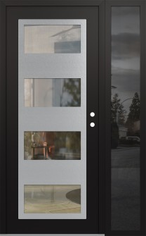 Diamond C2 50" x 80" black/black clear Glass Panel stainless steel LHI with Sidelite mirrored Glass
