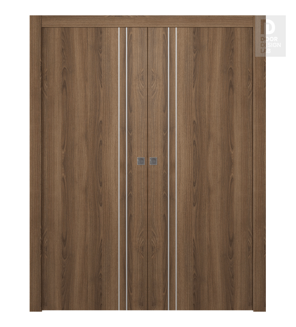 Optima 2V Pecan Nutwood Double pocket doors