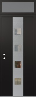 DIAMOND A12 36" X 96" BLACK/BLACK CLEAR GLASS PANEL STAINLESS STEEL RHI WITH TRANSOM FROSTED GLASS